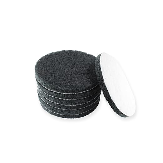 8PCS 5'' Scrubber Scouring Pads, Drill Powered Brush Tile Scrubber Scouring Pads for Furniture Automotive Cleaning, Rust Removal, Gray
