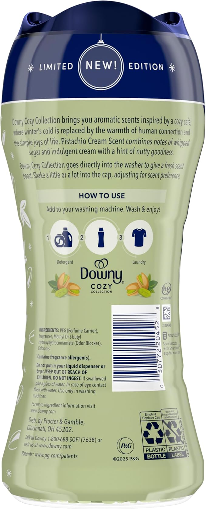 Downy Cozy Collection In-Wash Laundry Scent Booster Beads, Pistachio Cream Scent, 7.8 oz, Limited Edition Laundry Beads