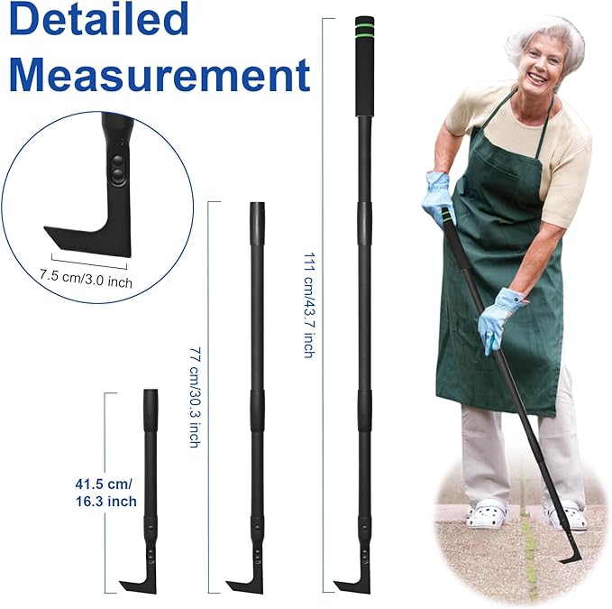 Crack Weeder Tool Long Handle Manual Weeders Crevice Weeding Tool L Shaped Multiple Sharp Blades Efficient Weeding for Narrow Spaces Driveways Sidewalks Paving Stone Gaps