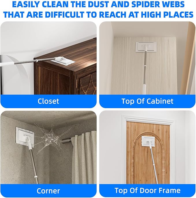 Snap Grip Mini Mop Stick with 39in Handle — Zero-Touch Gap Dust Cleaner & Locking Head, Lazy Mops Wet and Dry for Kitchen Bathroom Toilet Cleaning (1 mini mop+10 Cloths)