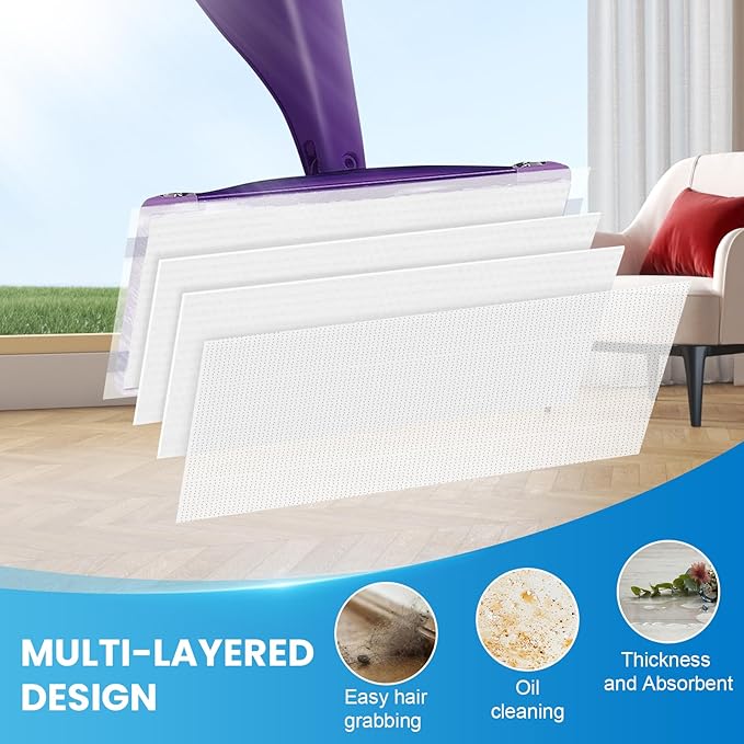 36 Count Refill for Swiffer Wet Jet Spray Mop, 5-Layer Thickened Super Absorbent Disposable Wet Jet Pads for All Floor Types