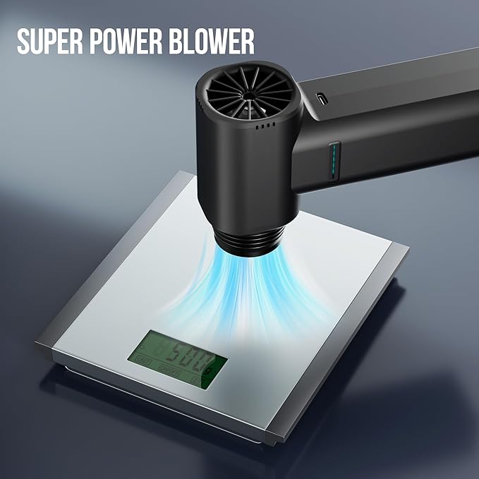 Electric Air Duster, 800000RPM max 1.1lbs Wind Force Brushless Motor, Super Power Compressed Air Duster, 3-Gear Dust Blower, Fast Charging, Electric Duster for PC, Car, House, Outdoor