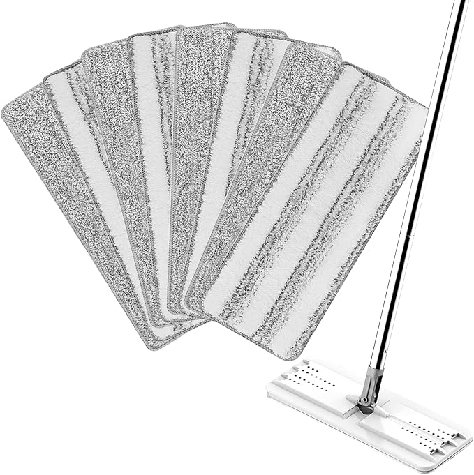 4+4 Pack Mop Replacement Pads Compatible with JOYMOOP Flat Mop or Mop Bucket Set - Microfiber Flat Mop Pads for All 13" X 4.9" Squeeze Flat Floor Mop - Washable Mop Head Replacement