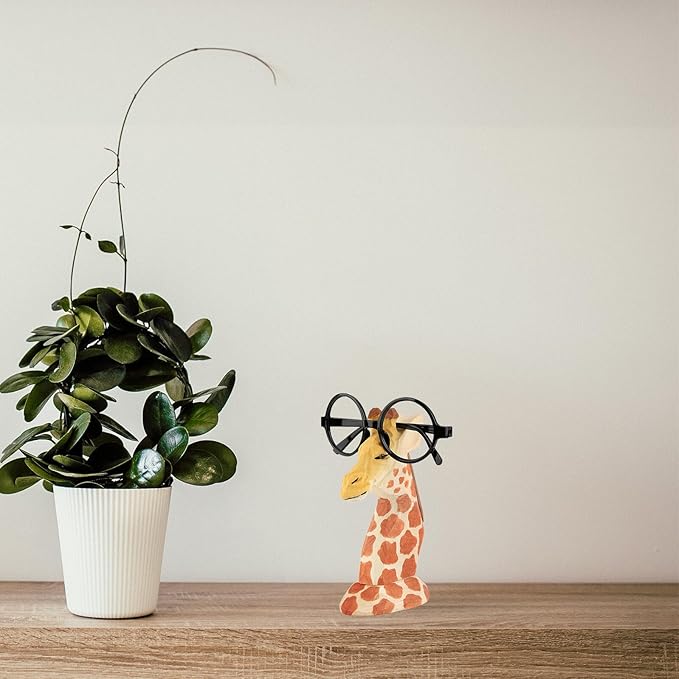 Giraffe Shaped Glasses Display Rack Wooden Eyeglasses Holder Desktop Storage Stand Animal Design Eyewear Organizer for Home Office