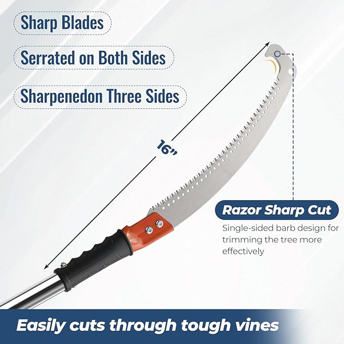 Pole Saws for Tree Trimming, 6.5FT Long Branch Cutter Handle Pruner, Heavy Duty Tree Trimmer Pole | Ergonomic Non-Slip Grip for Yard Garden and Patios High Branches Cutting