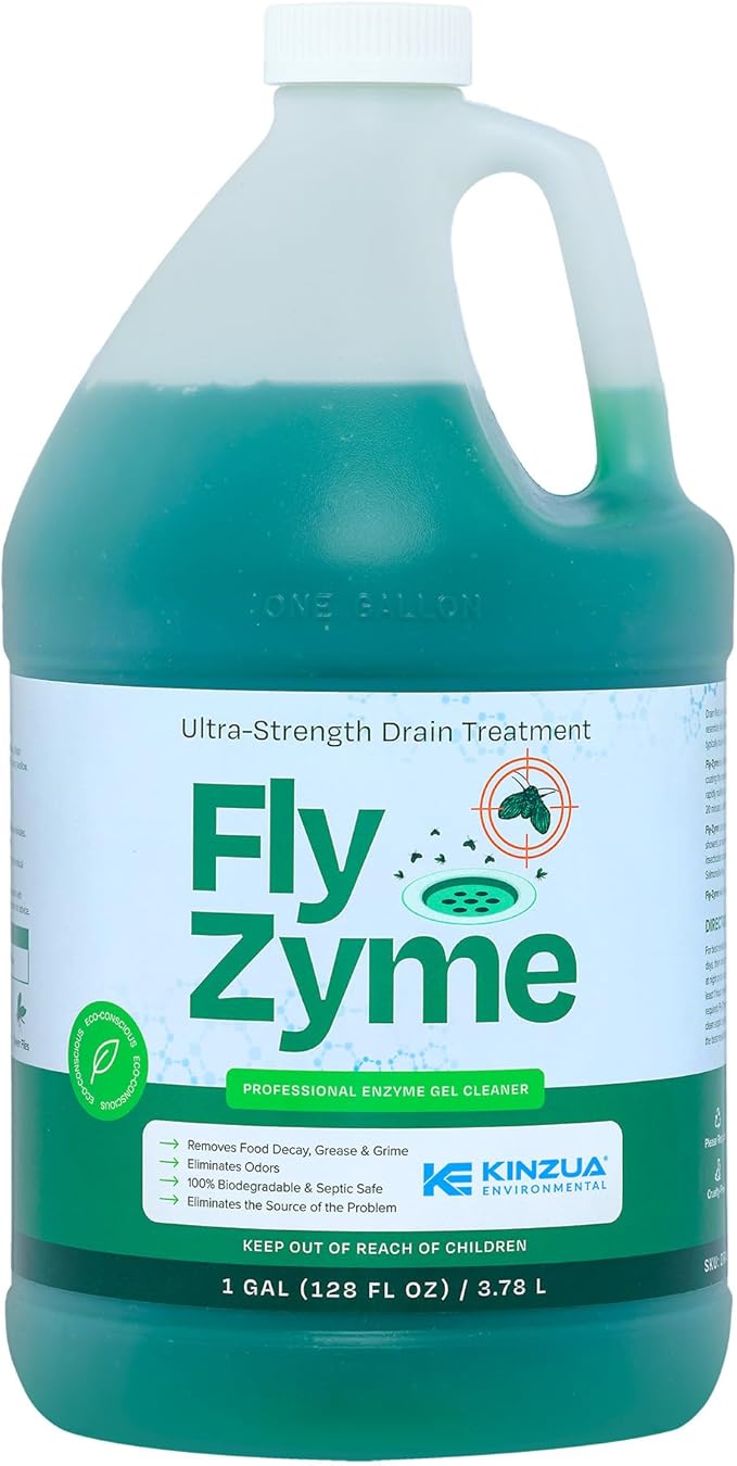 Fly-Zyme, Highly Concentrated Enzyme Drain Cleaner for Pipes, Drain Gel for Fruit Flies, Organic Waste Degrader & Odor Neutralizer, 1 Gallon