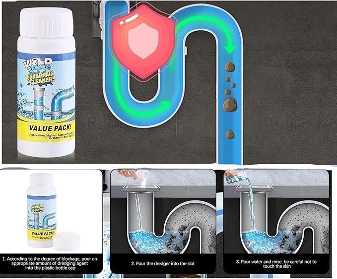 Pipe BFast Acting Foaming Unclogger for Kitchen Sink, Bathroom, Shower, and Toilet Pipeline Cleaningobo Drain Cleaner,Wild Sink And Drain Cleaner Powder, (5)