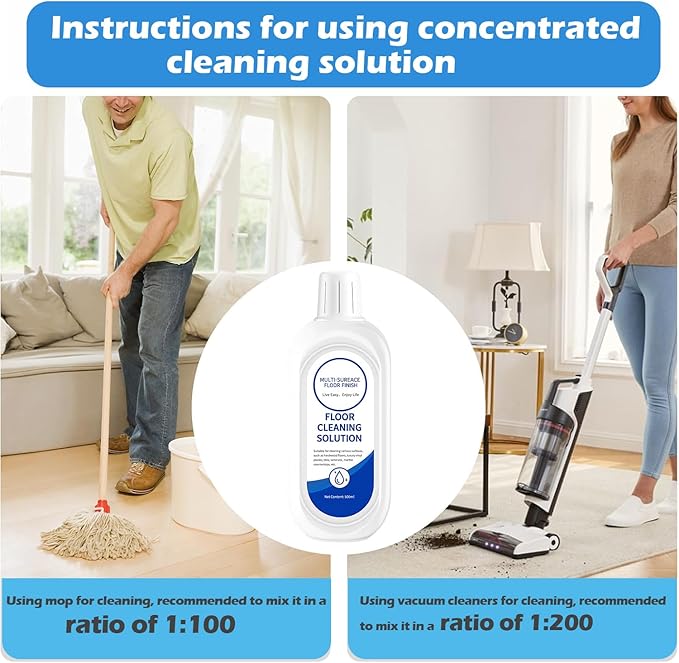 Mop Soap Floor Cleaning Solution Compatible With Tineco, Deep Cleans for Multiple Hard Floors, Suitable With All Robot Vacuums with Mopping and Cordless Wet/Dry Vacuum Mop Cleaner (2 Bottle)
