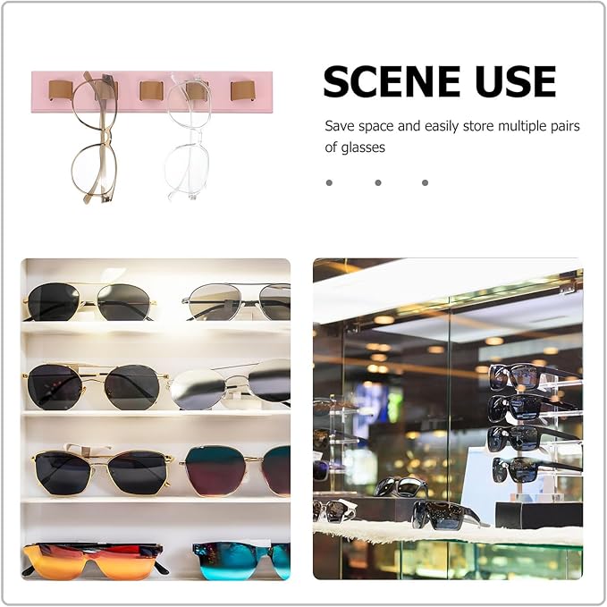 Wooden Sunglasses Storage Organizer Wall-Mounted Eyewear Rack Holder Space-Saving Sunglasses Display Stand for Entryway and Living Room