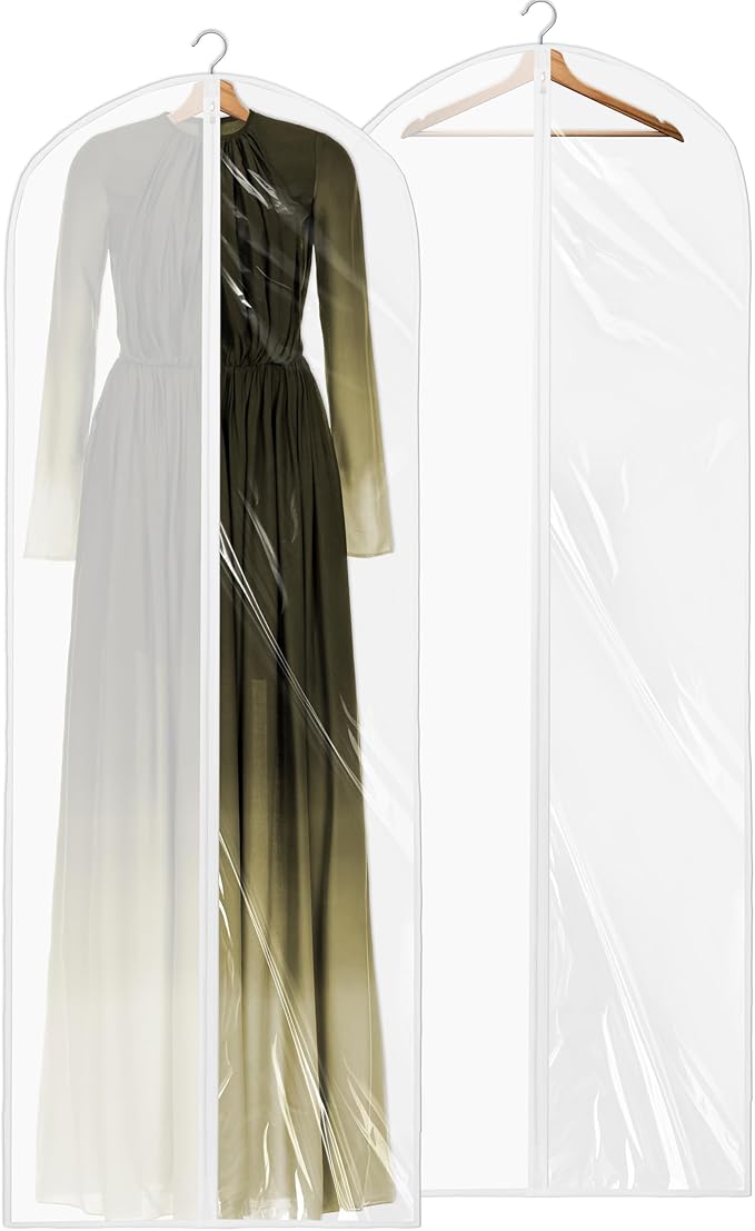 Simple Houseware 65-inch Clear Garment Bags with Zipper for Gowns, Suits, Dresses, Costumes, Uniforms, 2 Pack