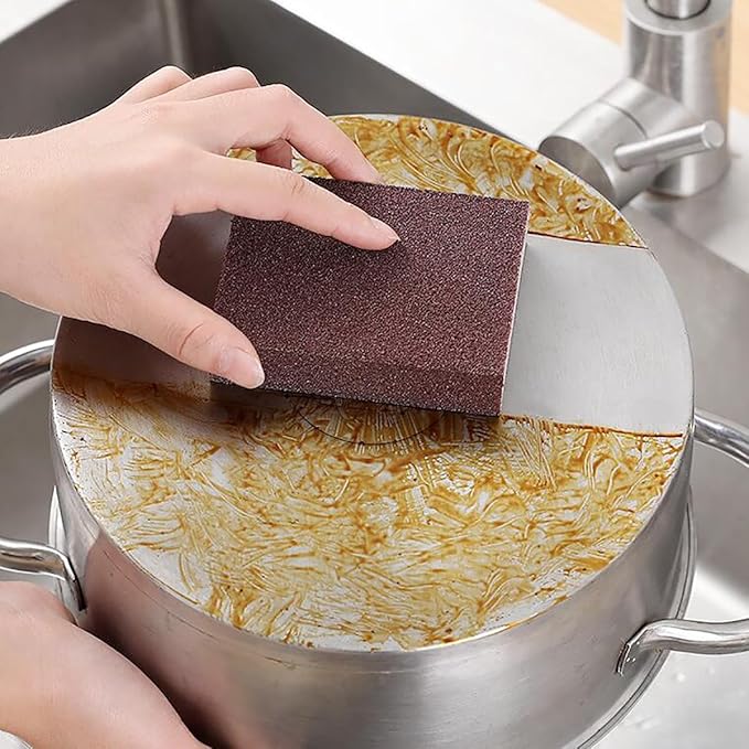 6 PCS Emery Sponge Brush Scrub Household Cleaning Tools Silicon Carbide Sponge Dish Bathroom Cleaning Pads