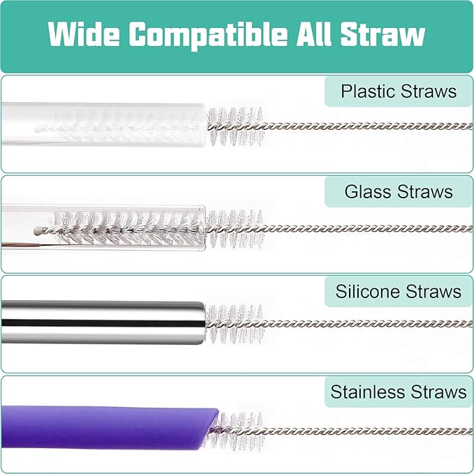 Straw Cleaner Brush for Stanley, 4Pcs Extra Long Color Straw Cleaning Brush for 40oz 30oz 20oz 14oz Stanley Mug and Cleaning More Glass, Stainless,Bottle and Silicone Straw