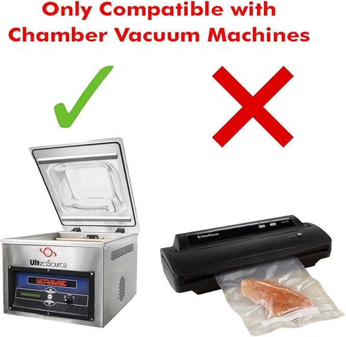 UltraSource - Chamber Machine Pouches 3 Mil Thickness, 8" x 10", Pack of 250 Vacuum Chamber Pouches, BPA-Free Pre-Cut Chamber Vacuum Sealer Bags with tear notch