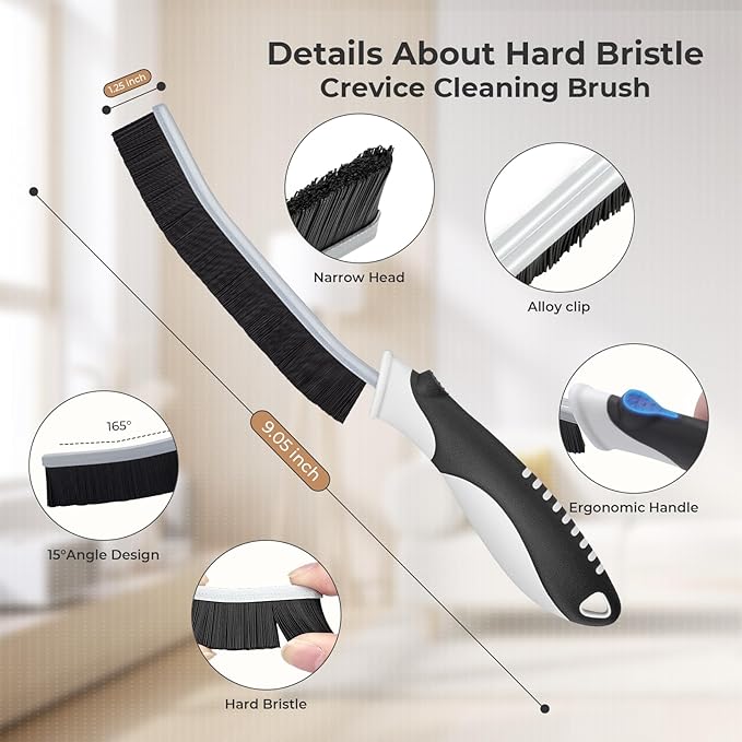Cleaning Brush-Hard Crevice Cleaning Brushes, Multifunctional Window Groove Brushes, Grout Brush, Cleaning Tool for Bathroom, Kitchen, Toilet, Tile, Sink, Home (6, Green)