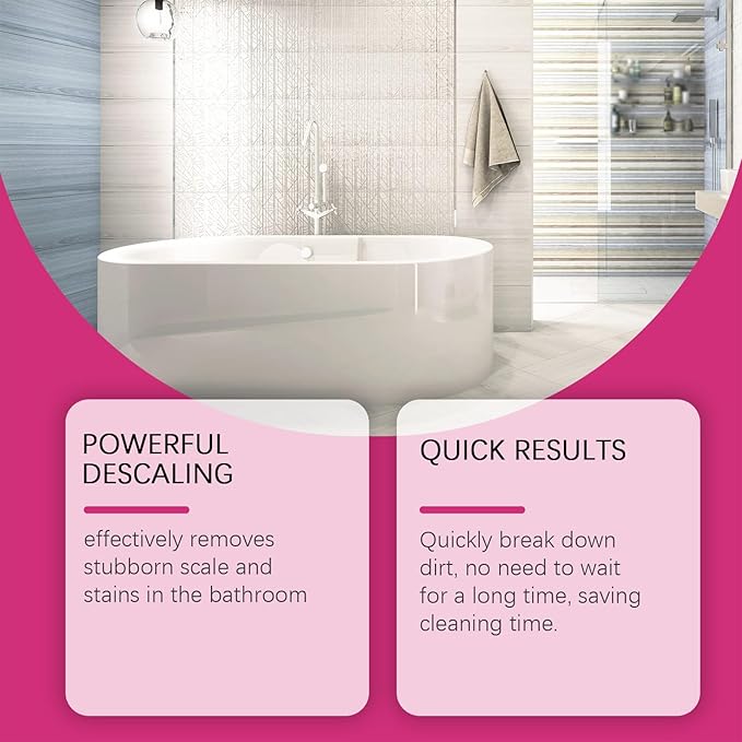 Gefanly Bathroom Cleaner, Gefanly Powerful Pink Bathroom Cleaner Spray, Heavy Duty All Purpose Bathrooms Descaler Foam Cleaners, Gentle Formula, for Tub Floor Tile,Showers,Bathtubs, Glass Surfaces