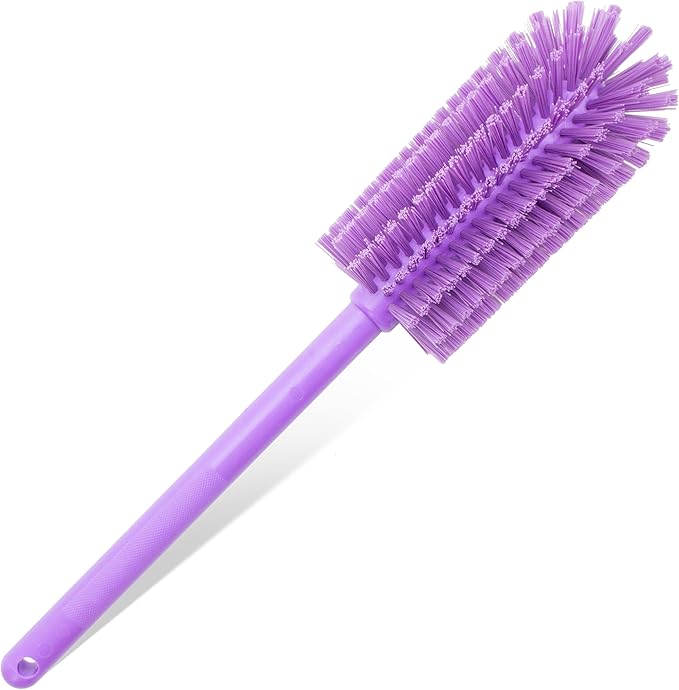 SPARTA Large Water Bottle Brush Ideal for Wide-Mouth Jars, Bottles and Tumblers, Dishwashing Tool with Handle for Home and Commercial Kitchens, Plastic, 16 Inches, Purple, (Pack of 4)