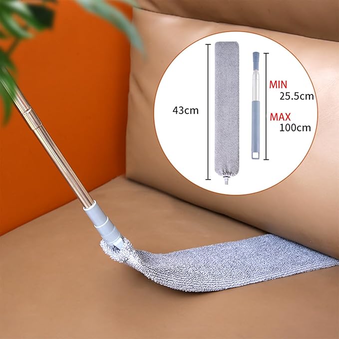 Retractable Gap Dust Cleaner Flat Duster for Under Appliances Household Cleaning Tools for Cleaning Under Appliances Furniture Couch Fridge 55.12icnh Gray