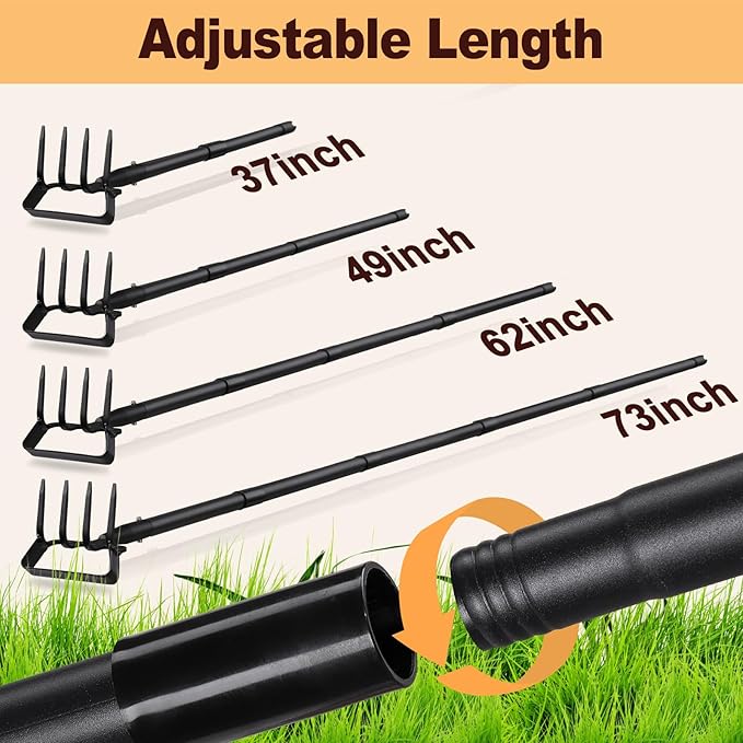 Garden Hoe Weeding Tool, Heavy Duty 73" Long Handle Stirrup Hoe Cultivator, 2 in 1 Action Scuffle Hula Push Pull Hoe Manual Weeder for Gardening Landscaping Loosening Soil Removing Grass