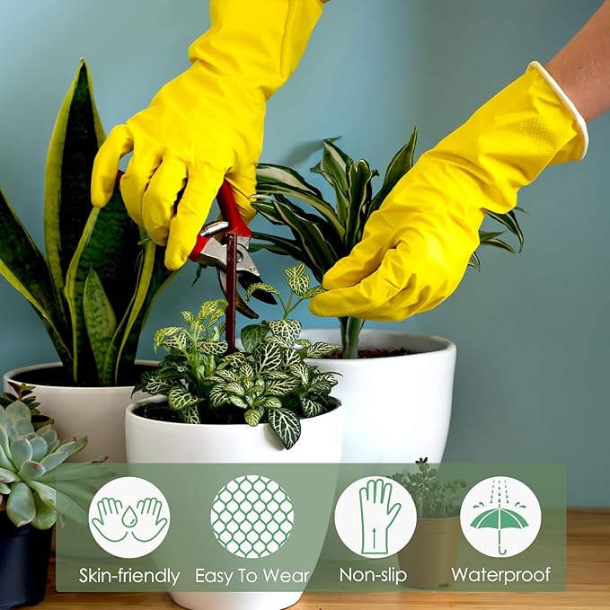 12 Pairs Rubber Cleaning Gloves for Dishwashing Reusable Kitchen Gloves for Washing Dishes and Household