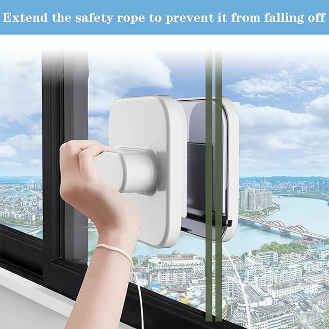 Double-Sided Window Cleaner Glass Wiper,Magnetic Windshield Cleaner Tool,Magnetic Windshield Cleaner with Anti Falling Rope (3-10mm)