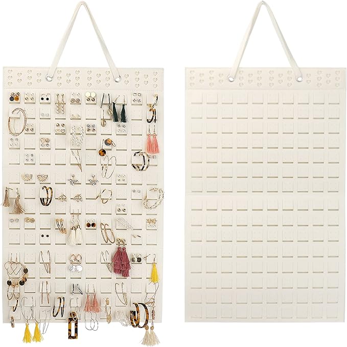 Resovo Hanging Earrings Organizer, Earring Holder & 20 Hooks, Holds Up To 300 Pairs, Compact Design, Soft Material, Earring Hanger Earring Display Hanging Organizer for Women Girls -1 Pack