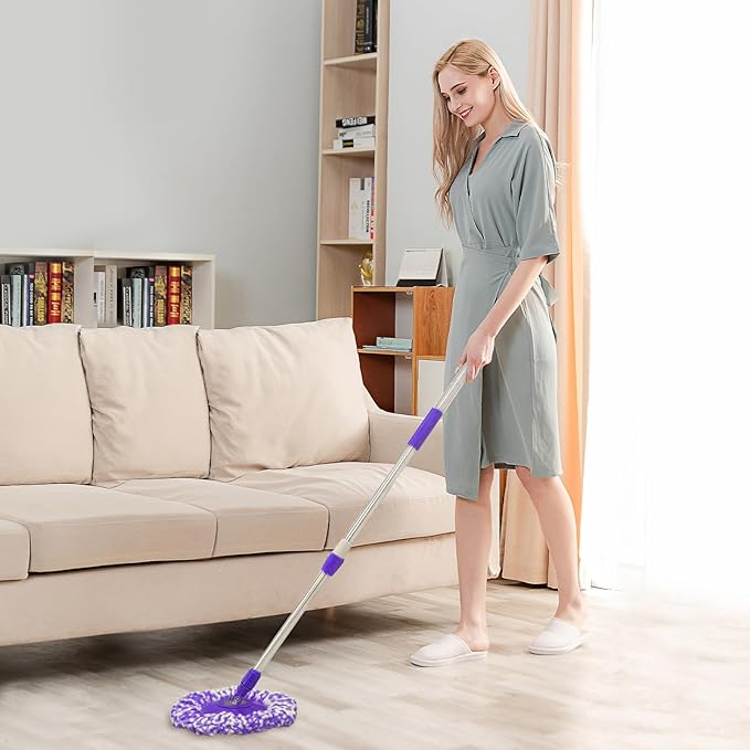 Spin Mop Replacement Handle 360 Degree Spin Mop Pole Handle Replacement Rotating Telescopic Stick for Mop Head, Ideal for Home and Household Cleaning