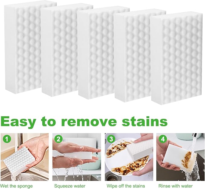 10 Pcs Magic Sponge Eraser Sponges for Cleaning, 2X Density White Magic Sponges Cleaning Erasers for Household Kitchen Sink Bathroom Bathtub Furniture Wall Cleaner Scrubber (3.93x2.36x0.79 in)