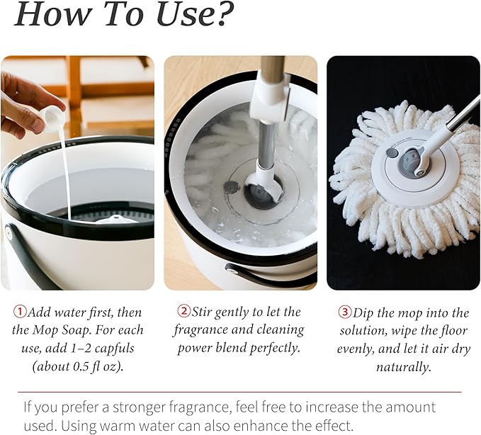 Mop Soap with Long Lasting Premium Perfume, 4X Concentrated Floor Cleaner, Multi Surface Solution for Hardwood, Tile, LVP, Laminate, Pet Friendly, 32 fl oz (Pacific Linen)
