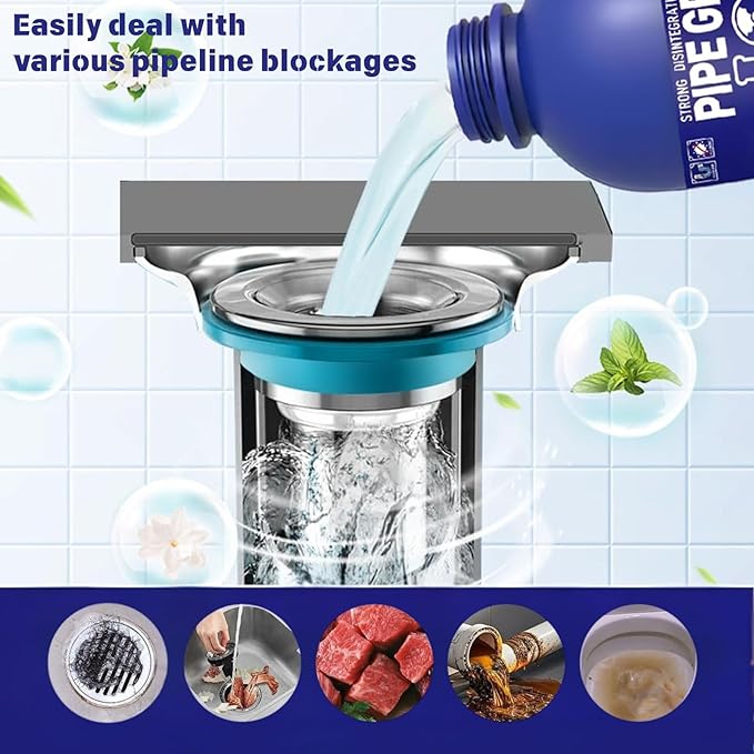 Pipe Gel, Pipe Drain Cleaner 10.6OZ, Professional Drain Opener for Kitchen Sink, Pipe Dredging Cleaner for Kitchen Sinks, Shower Drains, Tubs