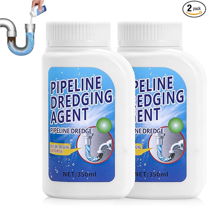 Pipeline Dredging Agent-Drain Clog Remover, 350ml Kitchen Unblocker,Powerful Pipe Unclogger Powerful Sink,Unclog Toilet Clog And Kitchen Sink Pipe Unblocker Powder (Pack of 2)