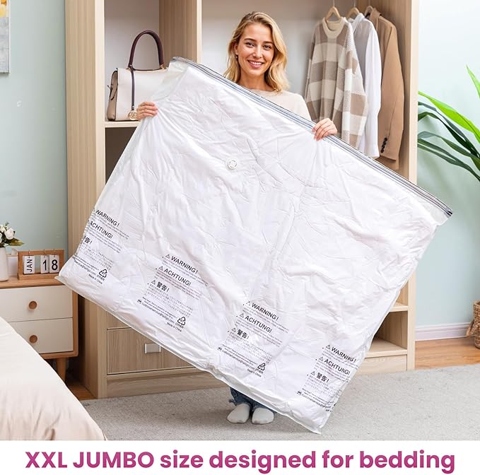TAILI 8 Pack Vacuum Storage Bags, XXL Jumbo (47x39 Inch), Vacuum Sealed Bags for Comforter and Blankets, Bedding, Clothing, Giant Space Saver Bags for Huge Stuffed Toy