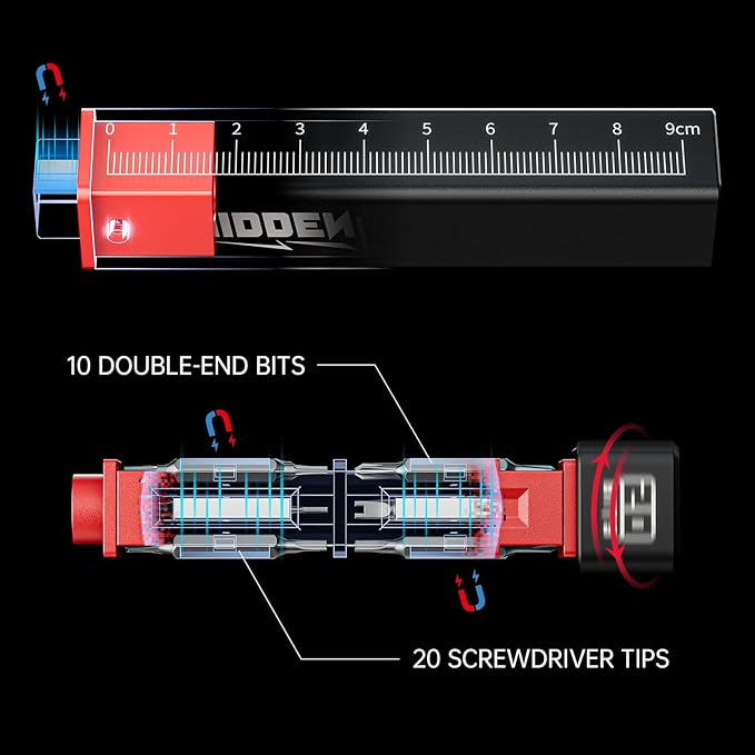 JAKEMY 20 in 1 Metal Precision Screwdriver Set, 10 Pcs Reinforced S2 Steel Precision Double-head Bits, Manual Pen Shaped Screwdriver Kit, Portable Screwdriver Repair Tool Kit