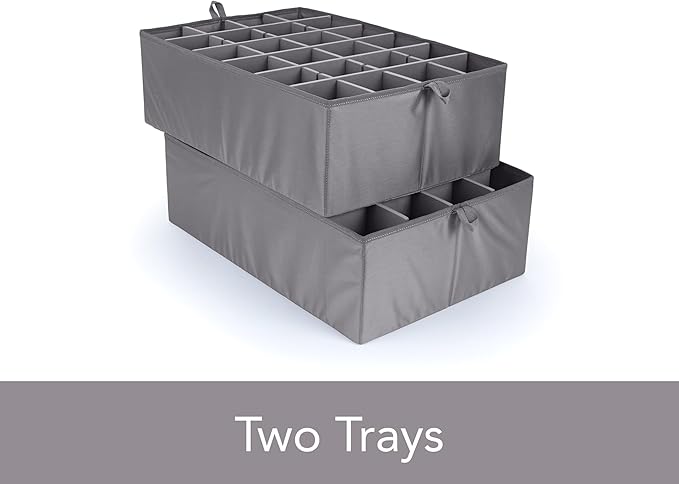 Covermates Keepsakes - Adjustable Zip-Top Storage Box - Configurable FlexGrid Compartments - Heavy Duty Polyester- Reinforced Handles - Stackable Design - Indoor Storage, Grey Heather