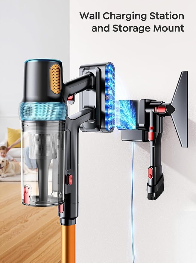 INTETURE Cordless Vacuum Cleaner, 600W 50KPA 65Mins Vacuum Cleaners for Home, Upgraded Stick Vacuum with 3.3Ft Extendable Hose, LED Touch Screen & Wall Charging Station for Hard Floor Carpet Car Pet
