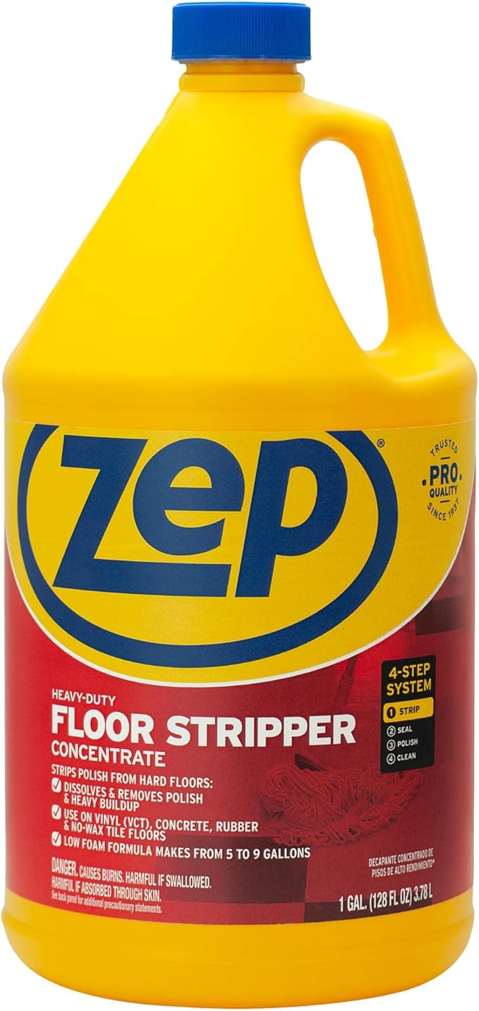 Zep Heavy-Duty Floor Stripper Concentrate - 1 Gallon (1 Unit) ZULFFS128 - Low Foaming, Deep Penetrating Floor Stripper, Removes Finish, Polish and Heavy Buildup
