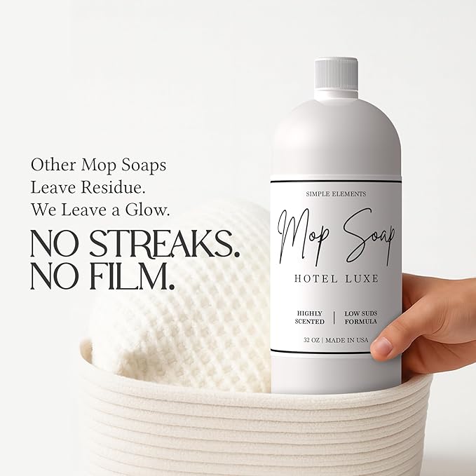 Mop Soap Highly Scented Fragrance, Long Lasting Luxury Floor Cleaner for Hardwood, Tile, Laminate & Stone, Low Suds No Residue Formula, All Mop Types, Made in USA, 32oz Hotel Luxe Fragrance