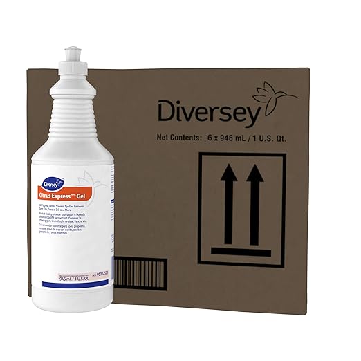 Diversey 95002523 Citrus Express Gel, All Purpose Gel Solvent Spotter Removes Gum, Oils, Ink, Grease from Carpet & Hard Surfaces, Citrus Scent, 32-Ounce (Pack of 6)