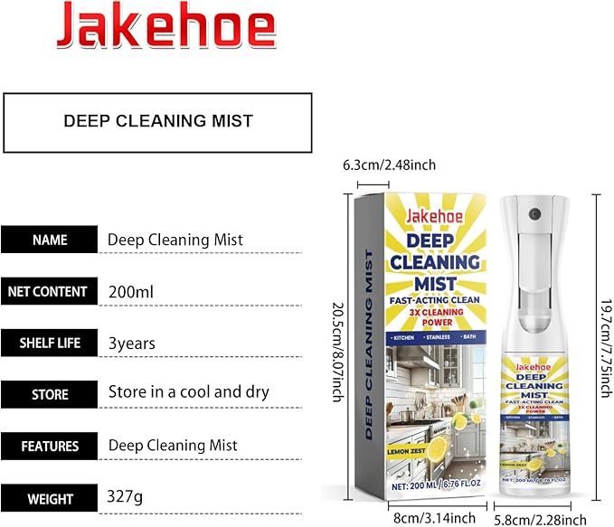 Deep Cleaning Mist, Lemon Zest, 200ml, Fast-Acting Kitchen and Bath Cleaner, 3X Cleaning Power