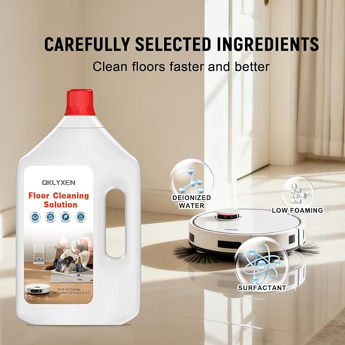 Floor Cleaning Solution Compatible with Roborock – 82 FL OZ Original Floor Cleaner – Long-Lasting, Fresh– For All Robot Vacuums with Mopping & Cordless Wet/Dry Vacuum Mop Cleaner