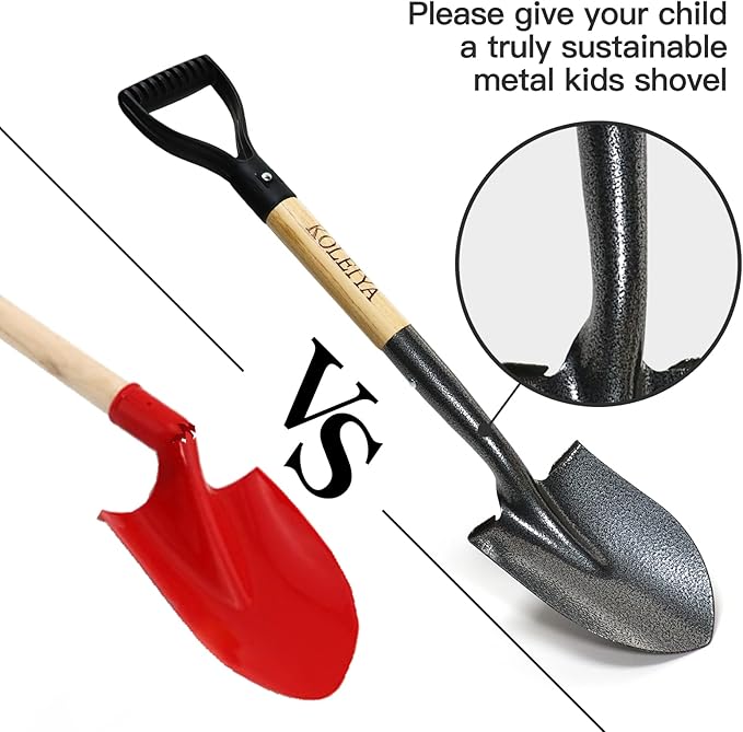 Small Shovel ,Short Handle Shovel ,Overall Length 28 Inches ,Kids Shovels for Digging ,Shovels for Gardening,Metal Sand Shovel, Metal + Wooden