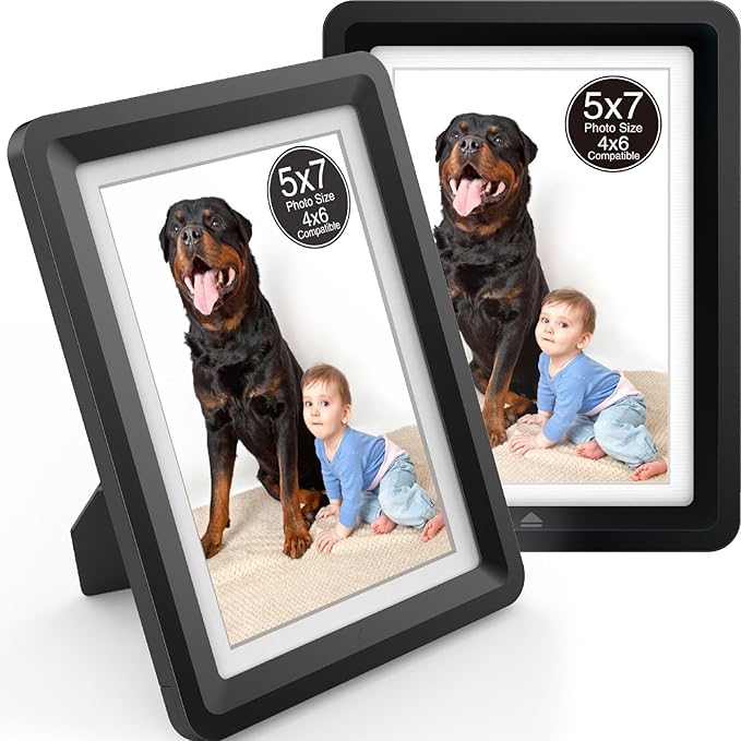 5x7 Picture Frame, Clear Acrylic Photo Frame with White Mat for 4x6 Photos, One-Piece Shatterproof Tool-Free Design, UV-Resistant Waterproof Tabletop Frame for Home Office Decor with 10-Year Warranty