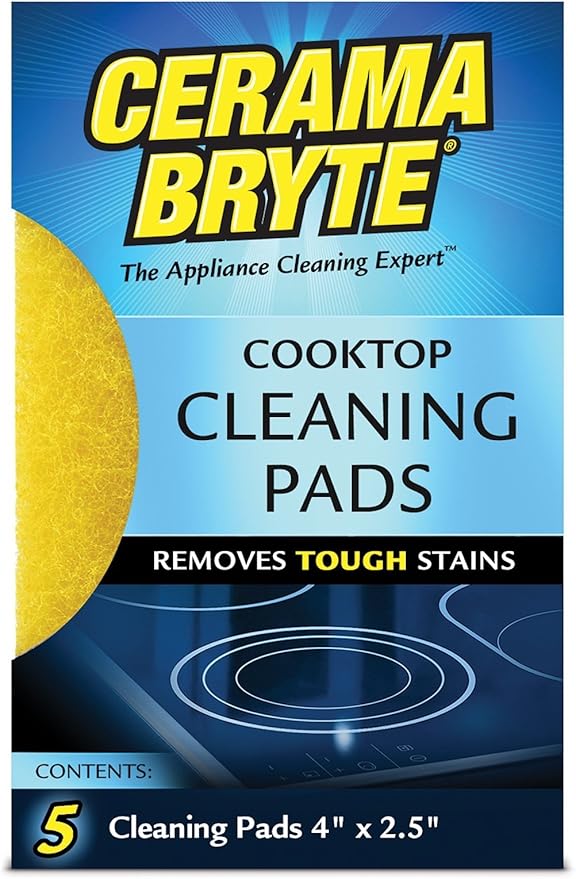 Cerama Bryte 10 x 5 Pack Cleaning Pads Cooktop and Stove Top Cleaner for Glass - Ceramic Surfaces, 50 Count