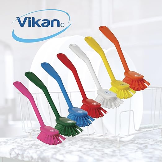 Vikan 42377 Brush,Dish,Scraping Edge,Med,11",PP/PBT,Orange