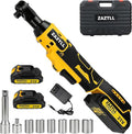 3/8" Cordless Ratchet Wrench,74Ft-lbs Electric Ratchet Wrench, Chargeable Power Ratchet Driver with 2 X 21V Lithium-Ion Battery,7 Sockets, 3" Extension Bar, 1/4" Adapter
