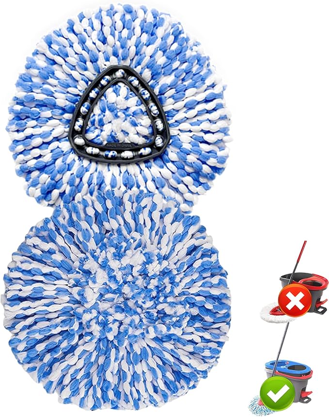 2 Pack Spin Mop Replacement Head, Only Fit for RinseClean 2-Tank System, Microfiber Spin Mop Refill Head Replacement Easy Wring Mop,Spinning Mop Replace Head for Floor Cleaning