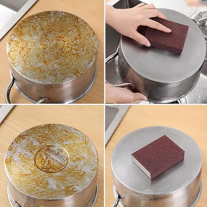 6 PCS Emery Sponge Brush Scrub Household Cleaning Tools Silicon Carbide Sponge Dish Bathroom Cleaning Pads