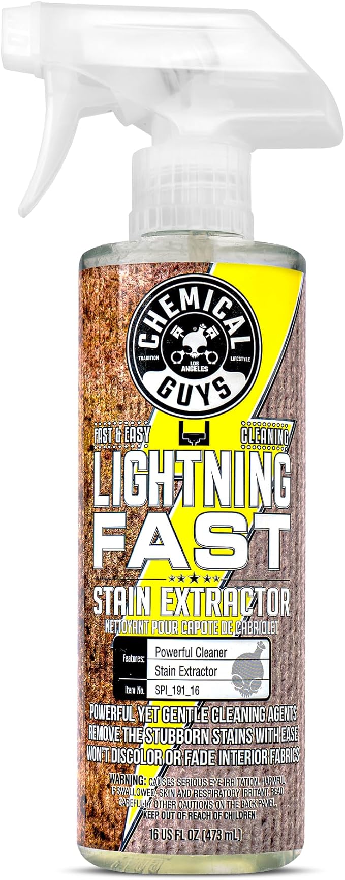 Chemical Guys Lightning Fast Carpet and Upholstery Stain Extractor - Chemical Guys Carpet Cleaner, Great for Fabric, Upholstery, Cars, Home, Office, Furniture, and More, Fresh Scent - 16 oz
