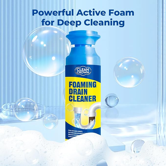 Foaming Drain Cleaner, Drain Cleaner Foam, Powerful Sink Drains Cleaners Foam for Kitchen, Bathroom, Shower and Tub Drains, Clog Remover & Odor Eliminator with Active Foaming Formula