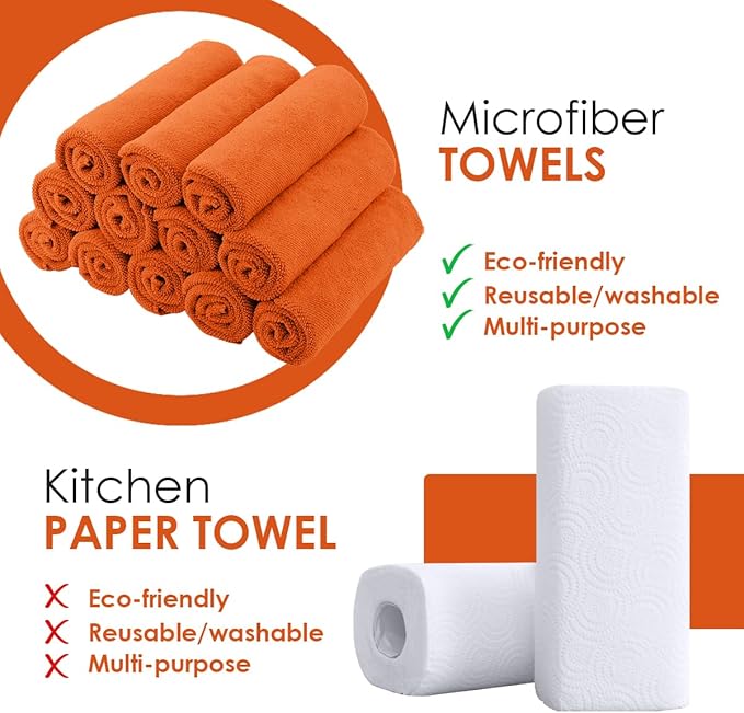 Avalon Towels Microfiber Cleaning Cloths (Value Pack of 48) - Size 16 x 16 Inches, Highly Absorbent Cleaning Rags, Lint Free, Reusable and Washable, Microfiber Towels for Cars
