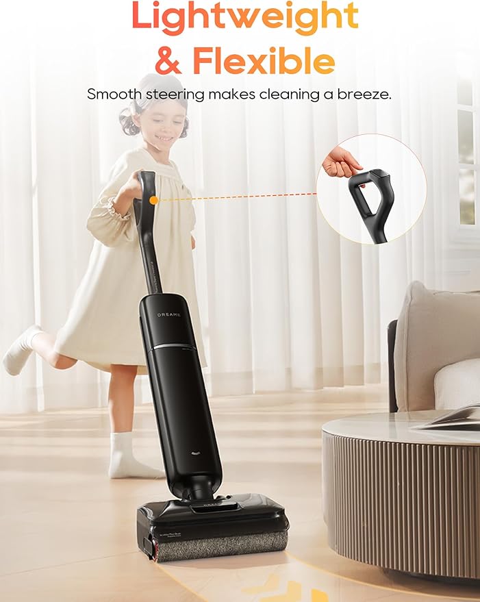 DREAME Aero Wet Dry Vacuum Cleaner, All-in-ONE Vacuum Mop for Wet & Dry Messes, 0 Hair Residue Great for Pet Owners, One-Press Self-Clean, 180° Lie Flat, 35mins Runtime for Hard Floor Cleaning